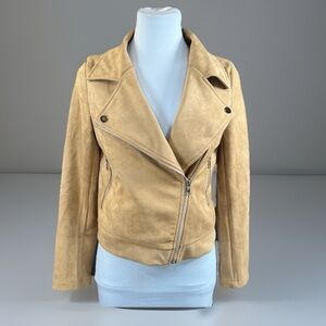 Faux suede, zipper accent camel color, small Moto jacket